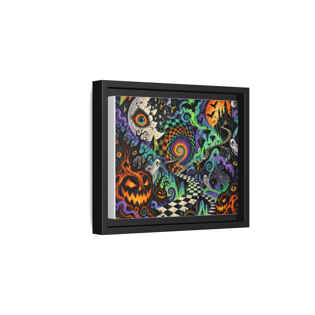 Spooky Surreal Halloween Canvas Framed Art — Matte Multi-Color