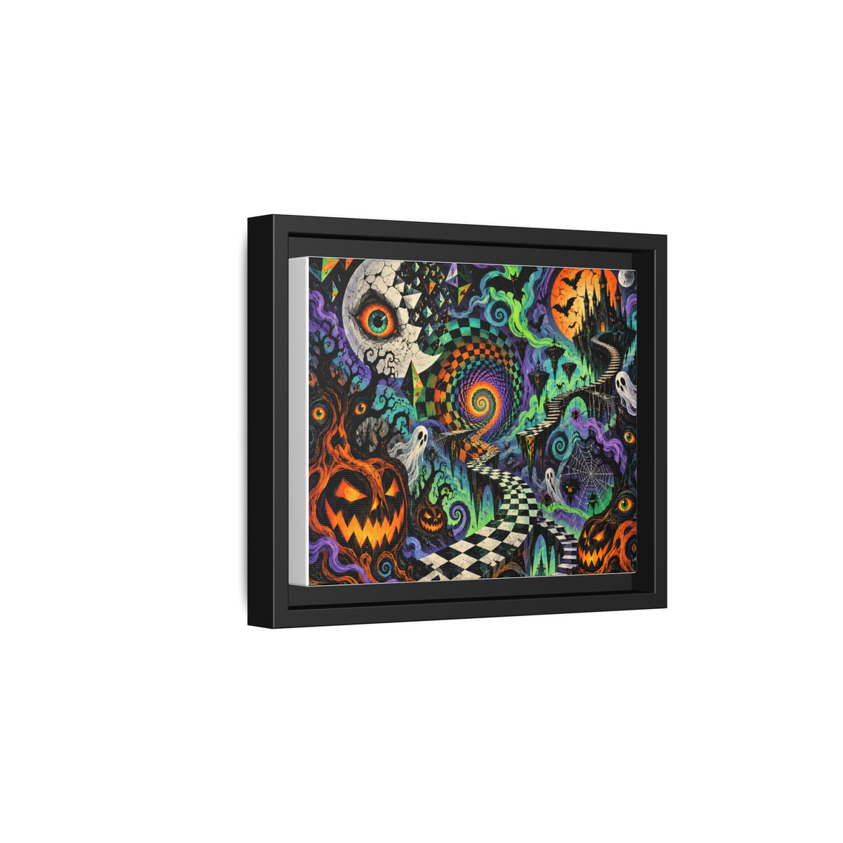 Spooky Surreal Halloween Canvas Framed Art — Matte Multi-Color