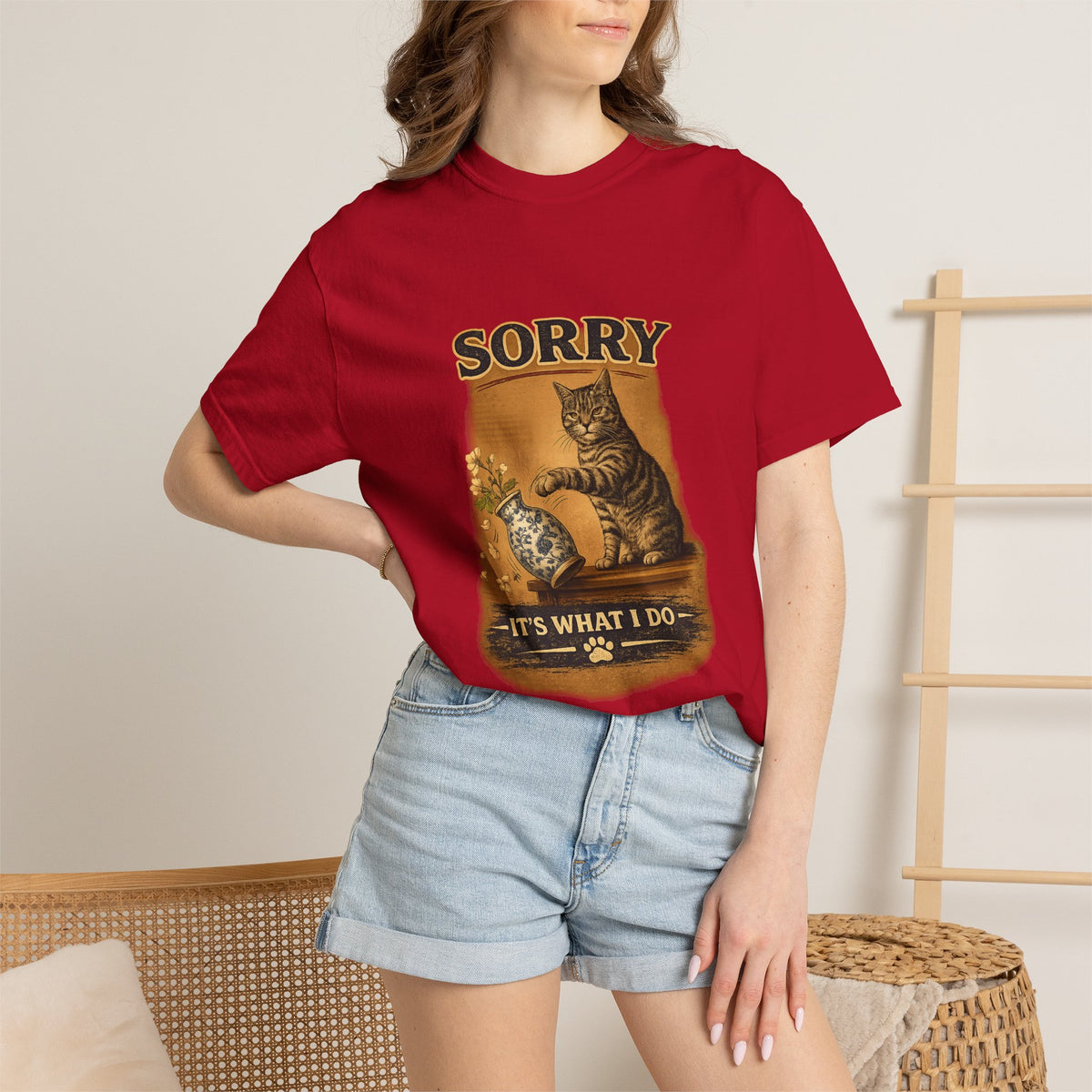 Sorry, It’s What I Do cat T-Shirt | Cat playing with yarn design