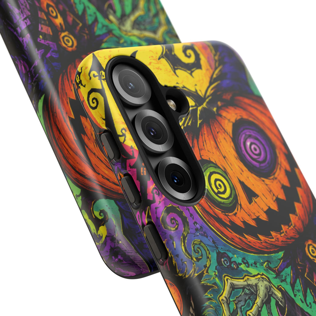 Halloween Pumpkin Skull Phone Case — Psychedelic Jack-o'-Lantern Tough Case