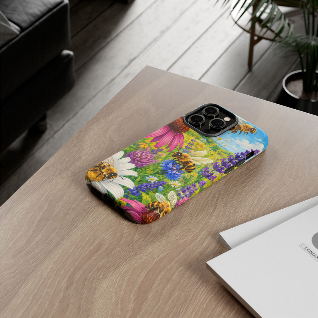 Bee Meadow Phone Case — Floral Honeybee Protective Cover