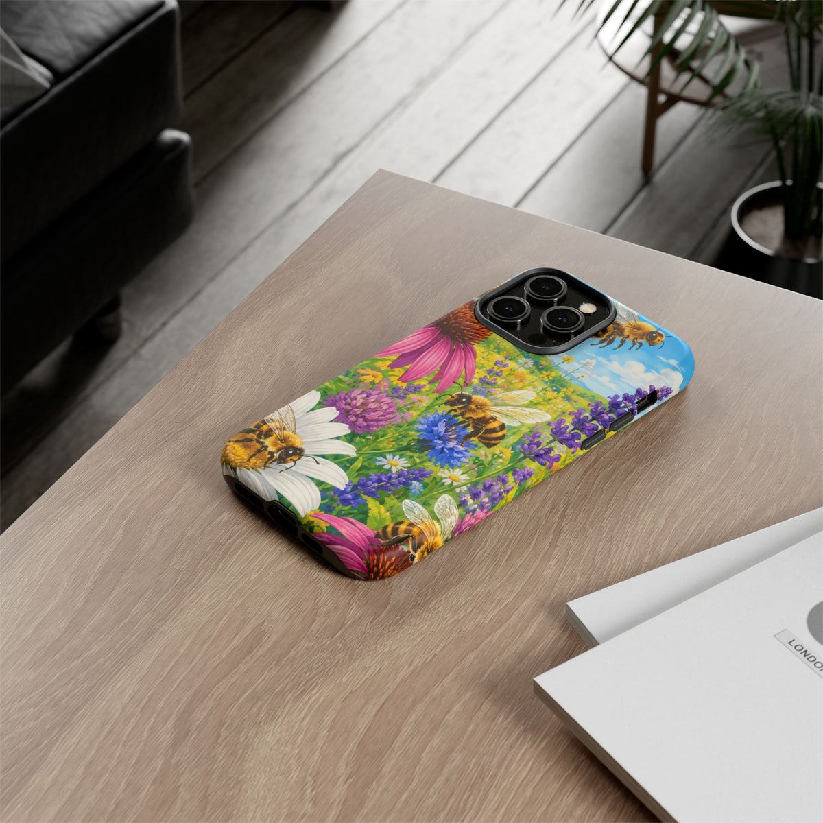 Bee Meadow Phone Case — Floral Honeybee Protective Cover