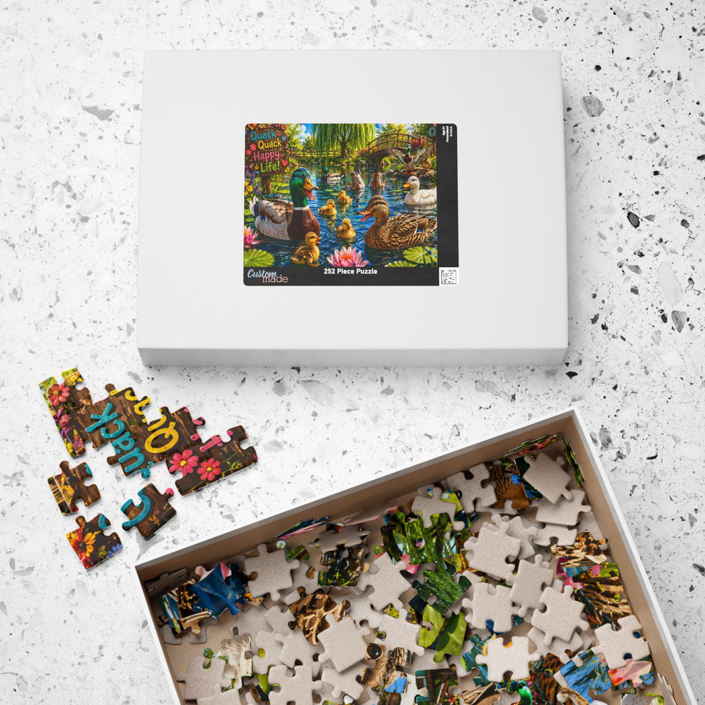 Duck Family Jigsaw Puzzle – "Quack Quack Happy Life" Scenic Pond Puzzle (110–1014 pcs)
