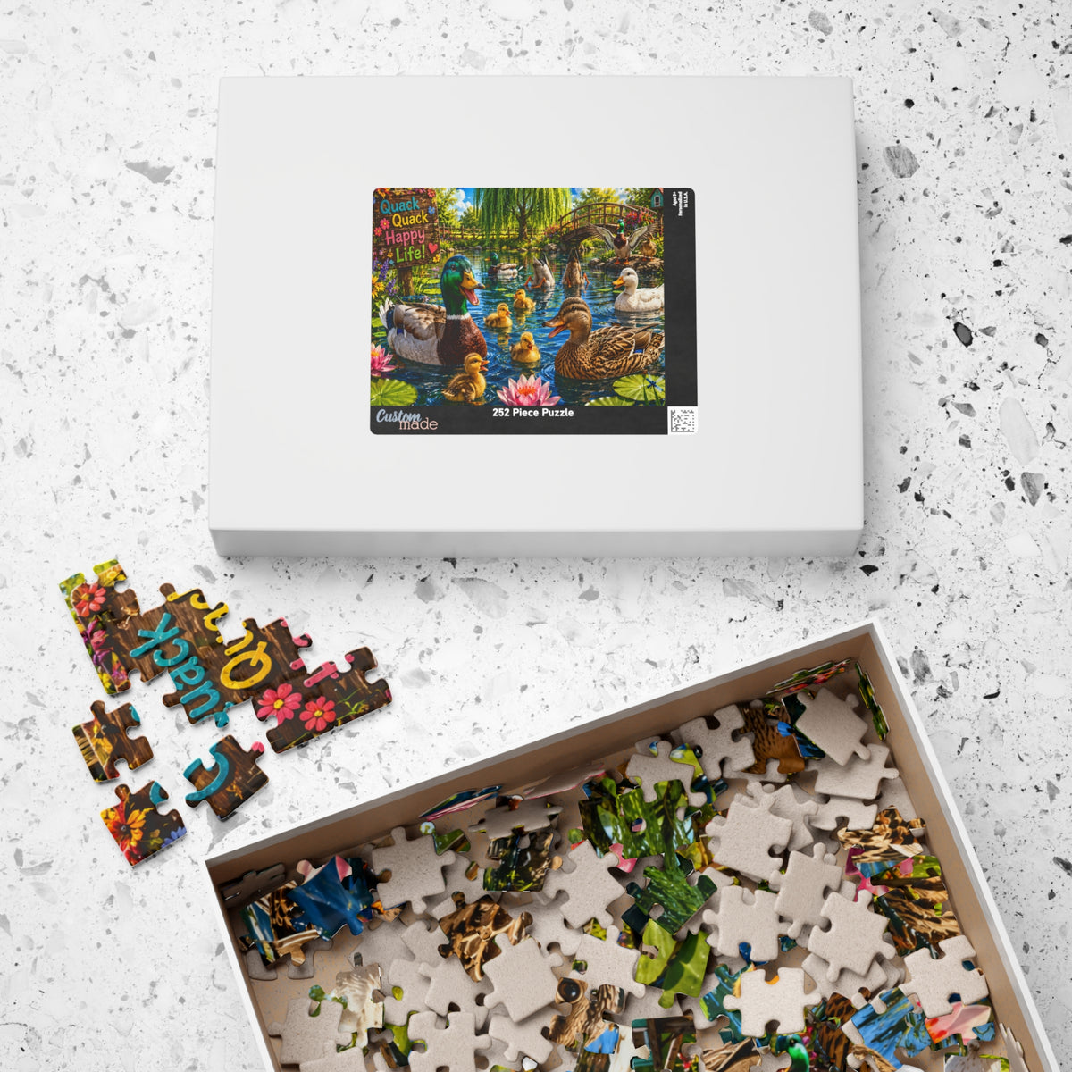 Duck Family Jigsaw Puzzle – "Quack Quack Happy Life" Scenic Pond Puzzle (110–1014 pcs)