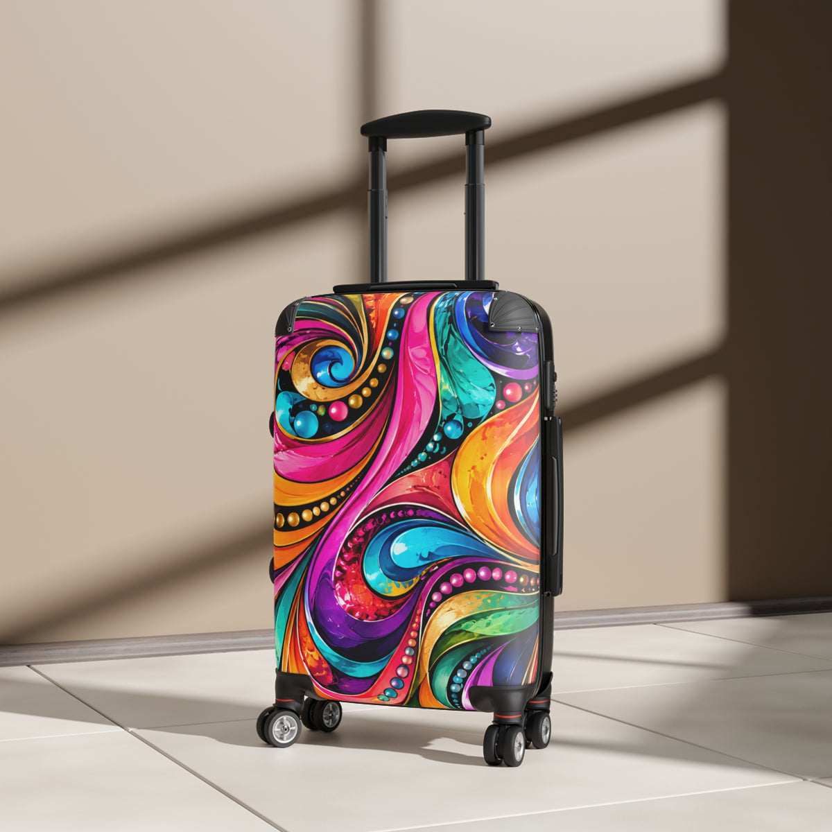 Colorful Swirl Carry-On Suitcase — Vibrant Abstract Travel Luggage
