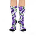 Lavender Bloom Cushioned Crew Socks — Floral Purple Lavender Pattern