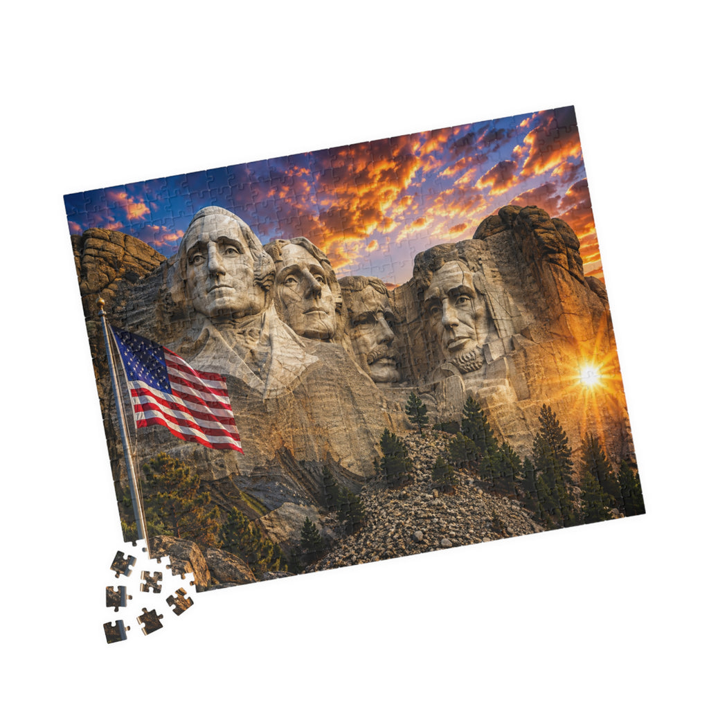 Mount Rushmore Sunset Puzzle — Patriotic American Landmark Jigsaw (110/252/520/1014 pcs)