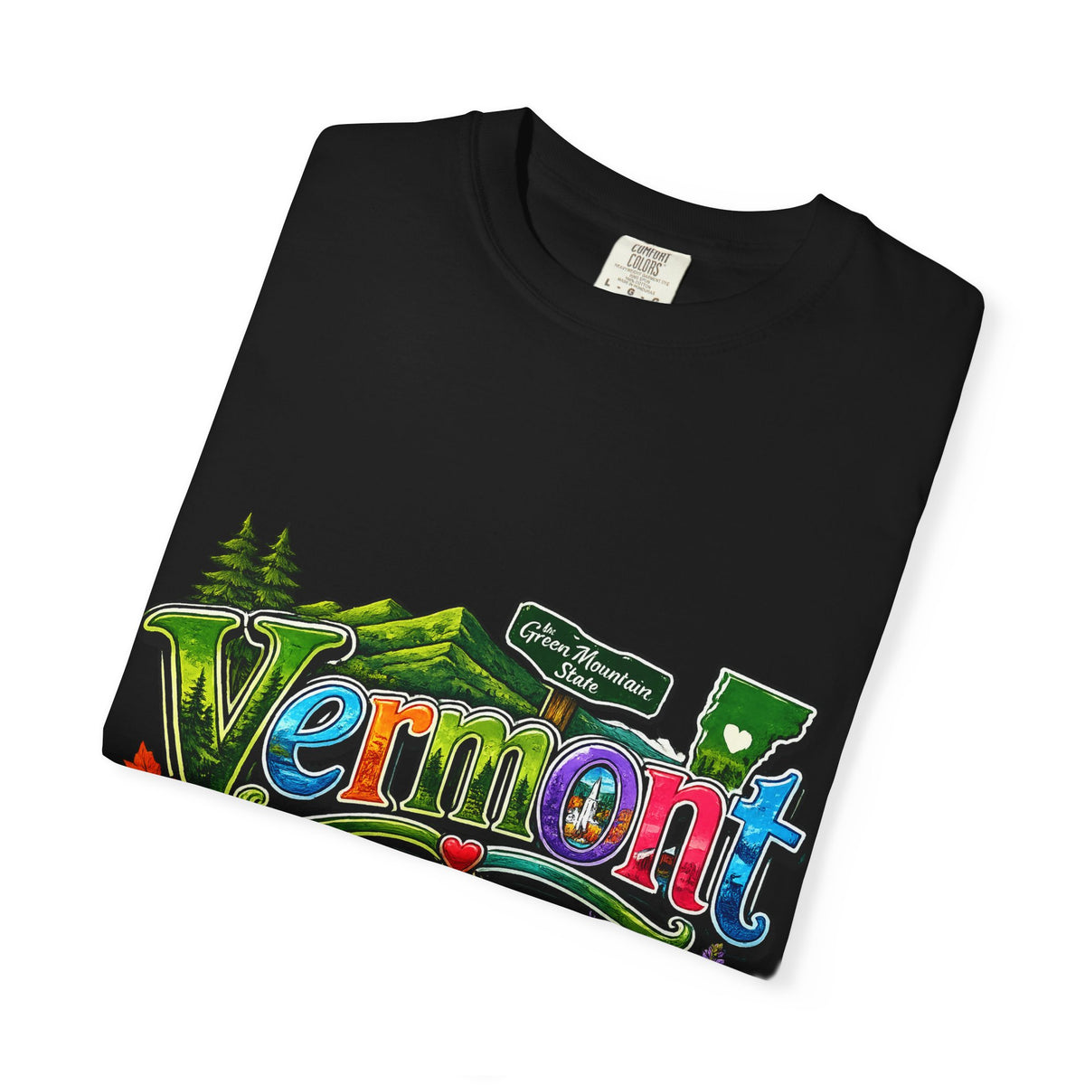 Vermont postcard collage T-shirt | State travel design