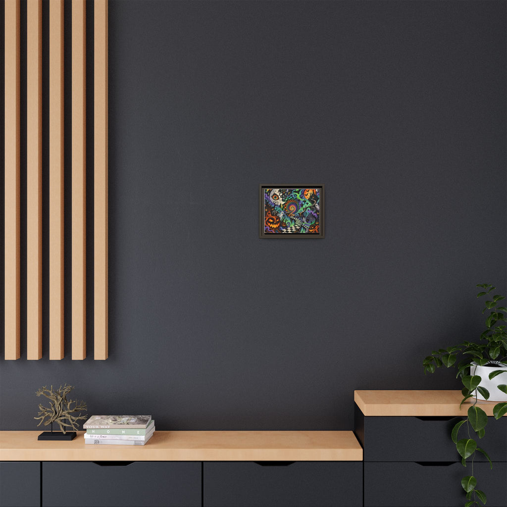 Spooky Surreal Halloween Canvas Framed Art — Matte Multi-Color