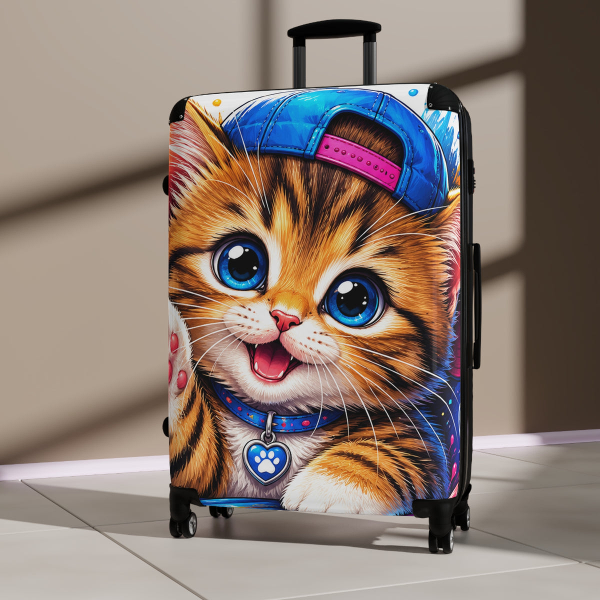 Cute Kitten Carry-On Suitcase – Cartoon Cat Travel Luggage