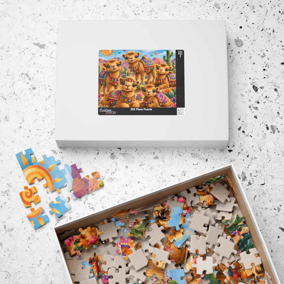 Cute Camel Family Jigsaw Puzzle – 110/252/520/1014-Piece Colorful Desert Scene
