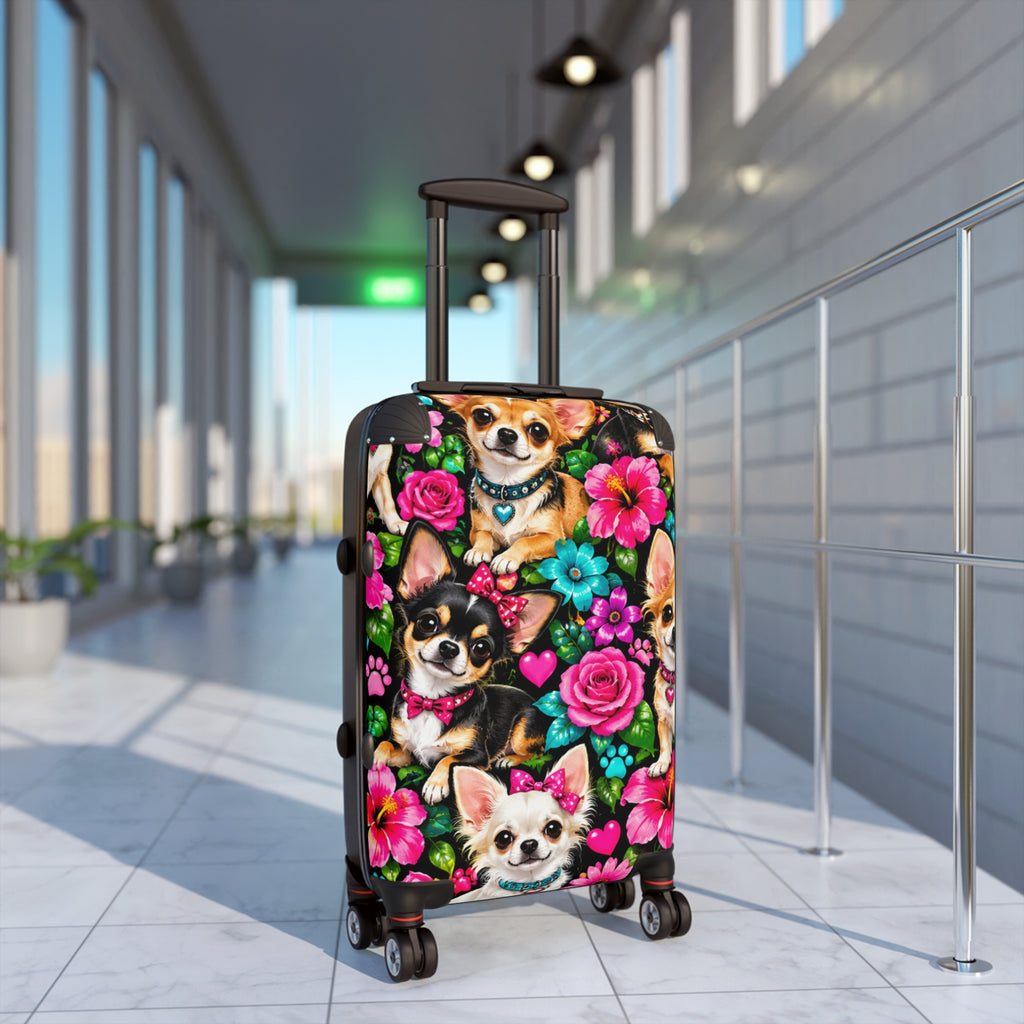 Chihuahua Floral Suitcase – Cute Dog Print Carry-On Luggage