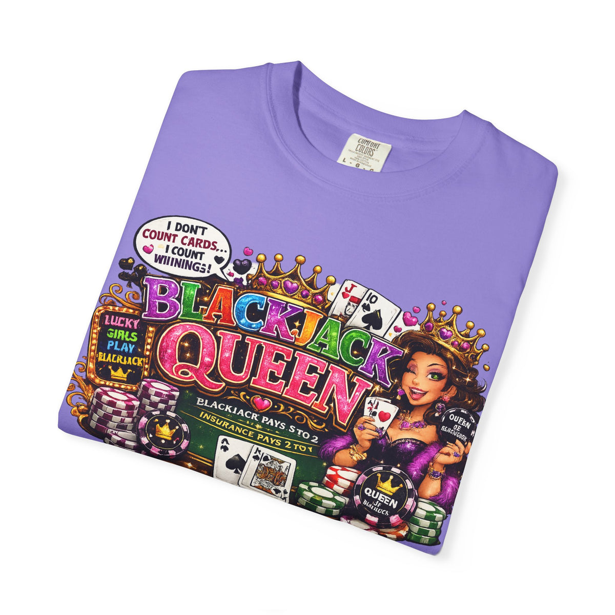 Blackjack Queen T-shirt | Casino Card Dealer Illustration