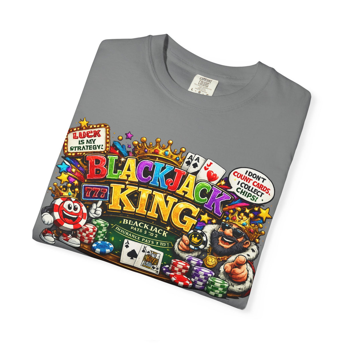 Blackjack King graphic T-shirt | Casino Playing Cards, Chips Design