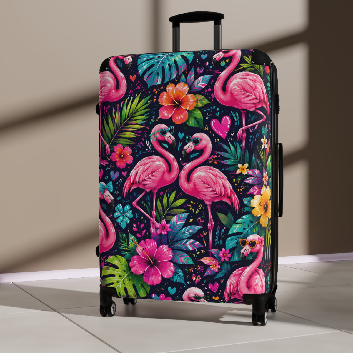 Flamingo Tropical Carry-On Suitcase – Vibrant Pink Flamingos & Hibiscus Luggage