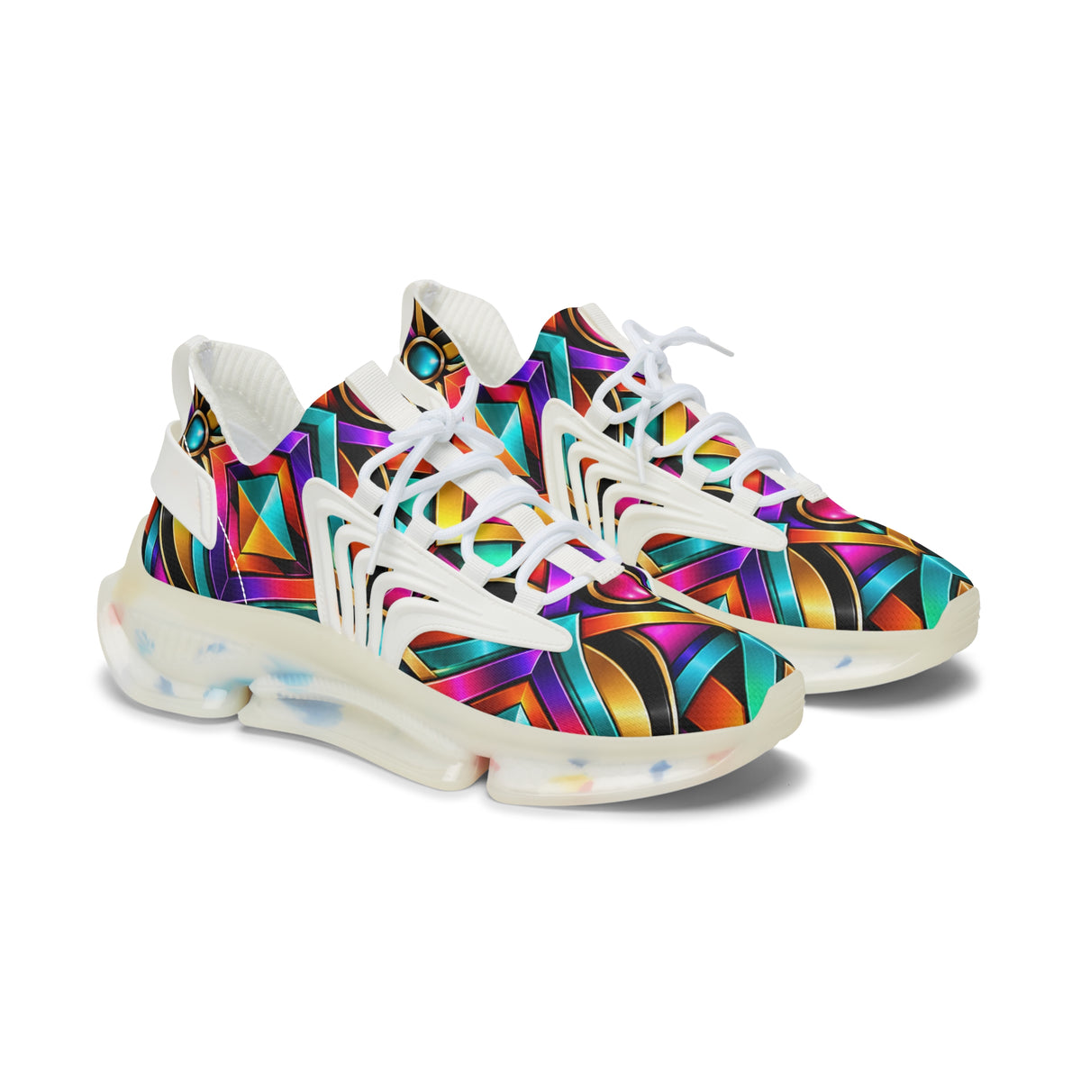 Colorful Geometric Pattern Sneakers | Women's Mesh Sneakers