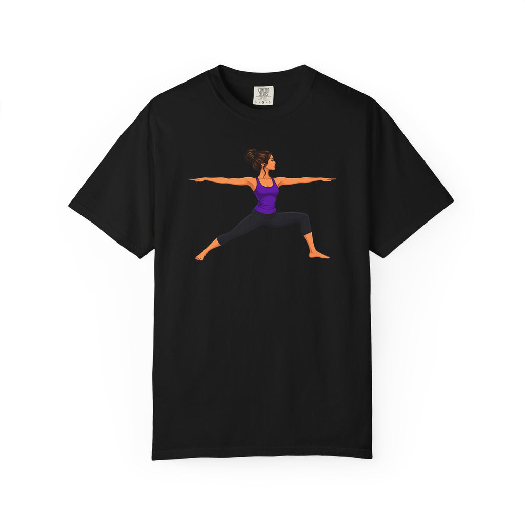 Yoga Warrior Pose T-Shirt | Woman in Virabhadrasana Illustration