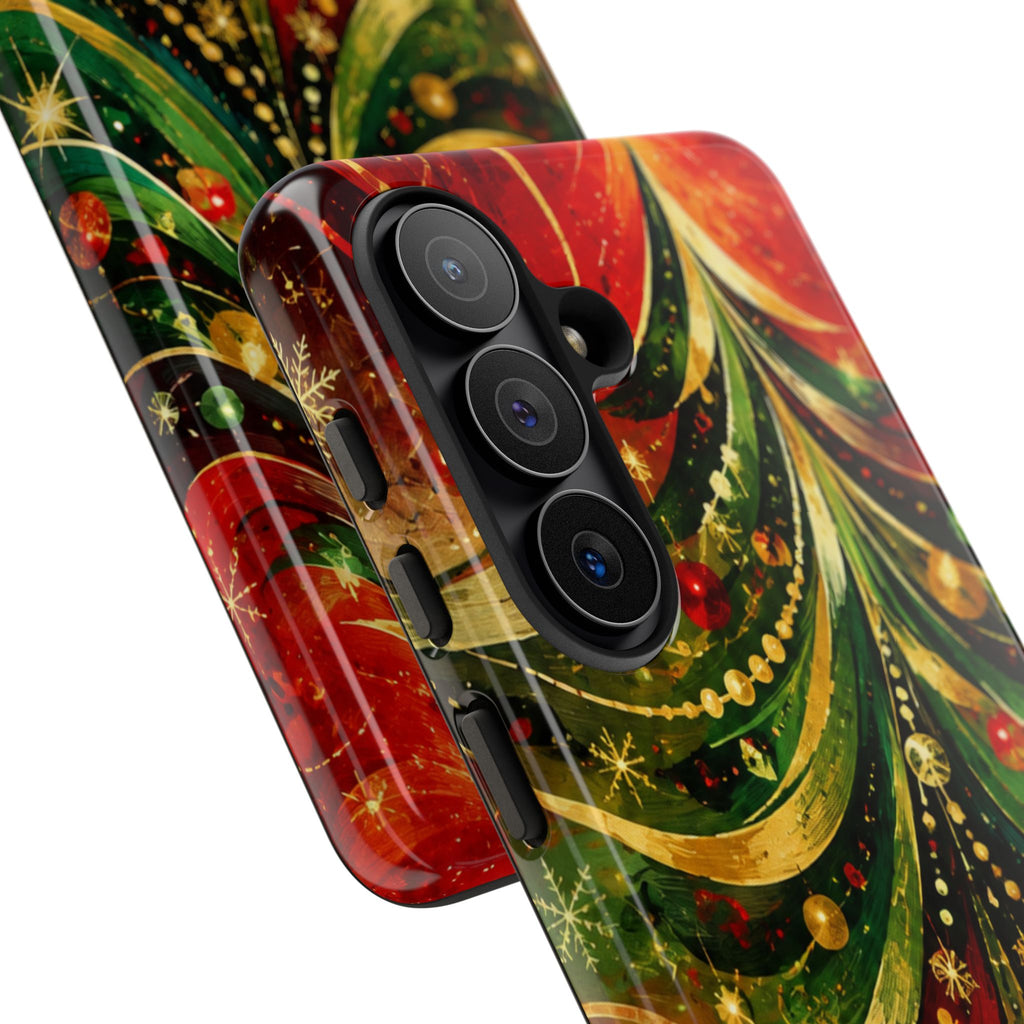 Christmas Tree Tough Phone Case — Festive Red & Green Holiday Phone Cover