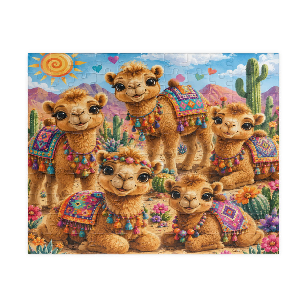 Cute Camel Family Jigsaw Puzzle – 110/252/520/1014-Piece Colorful Desert Scene