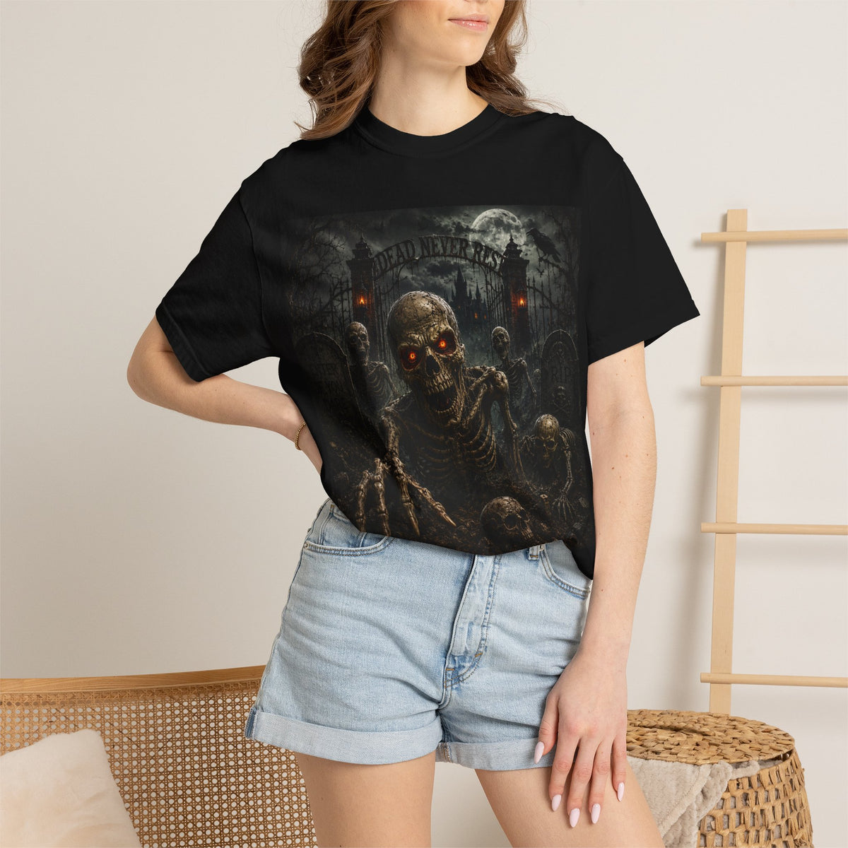 Zombie Graveyard T-Shirt — 'Rise and Rot' Horror Graphic Tee
