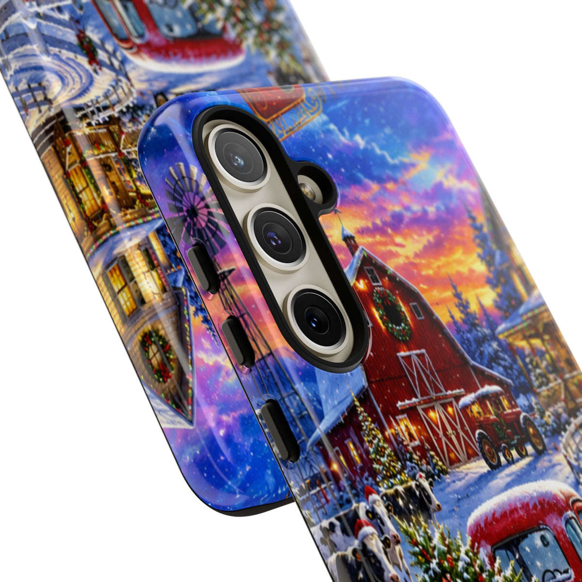 Christmas Farm Phone Case — Vintage Red Truck in Snowy Holiday Scene