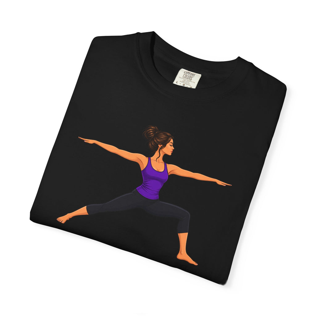 Yoga Warrior Pose T-Shirt | Woman in Virabhadrasana Illustration