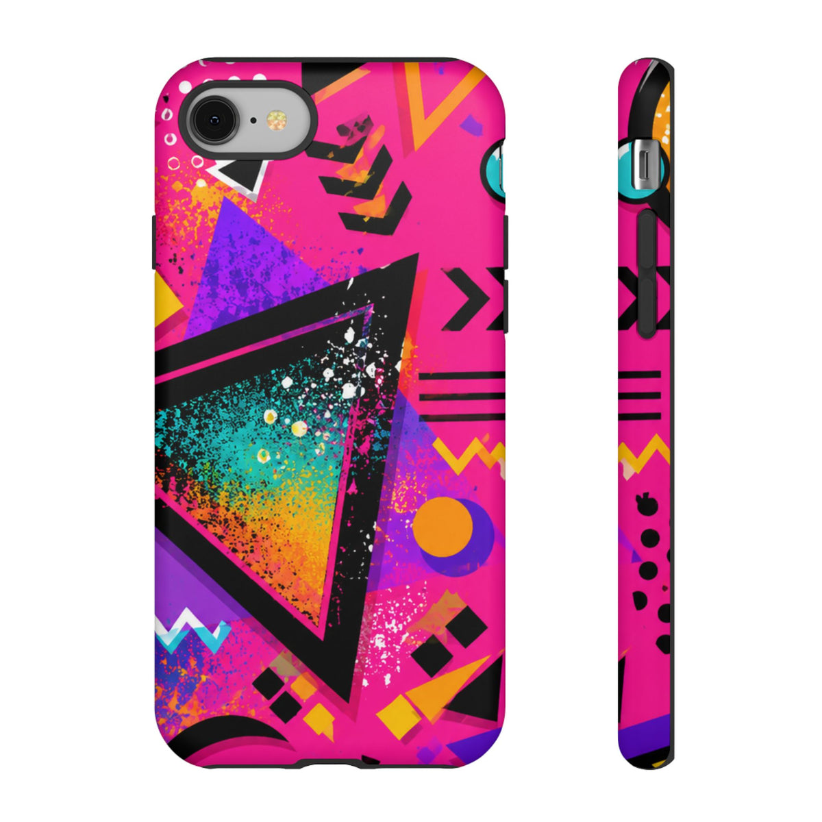 Retro 80s Geometric Phone Case — Neon Triangle Tough Case