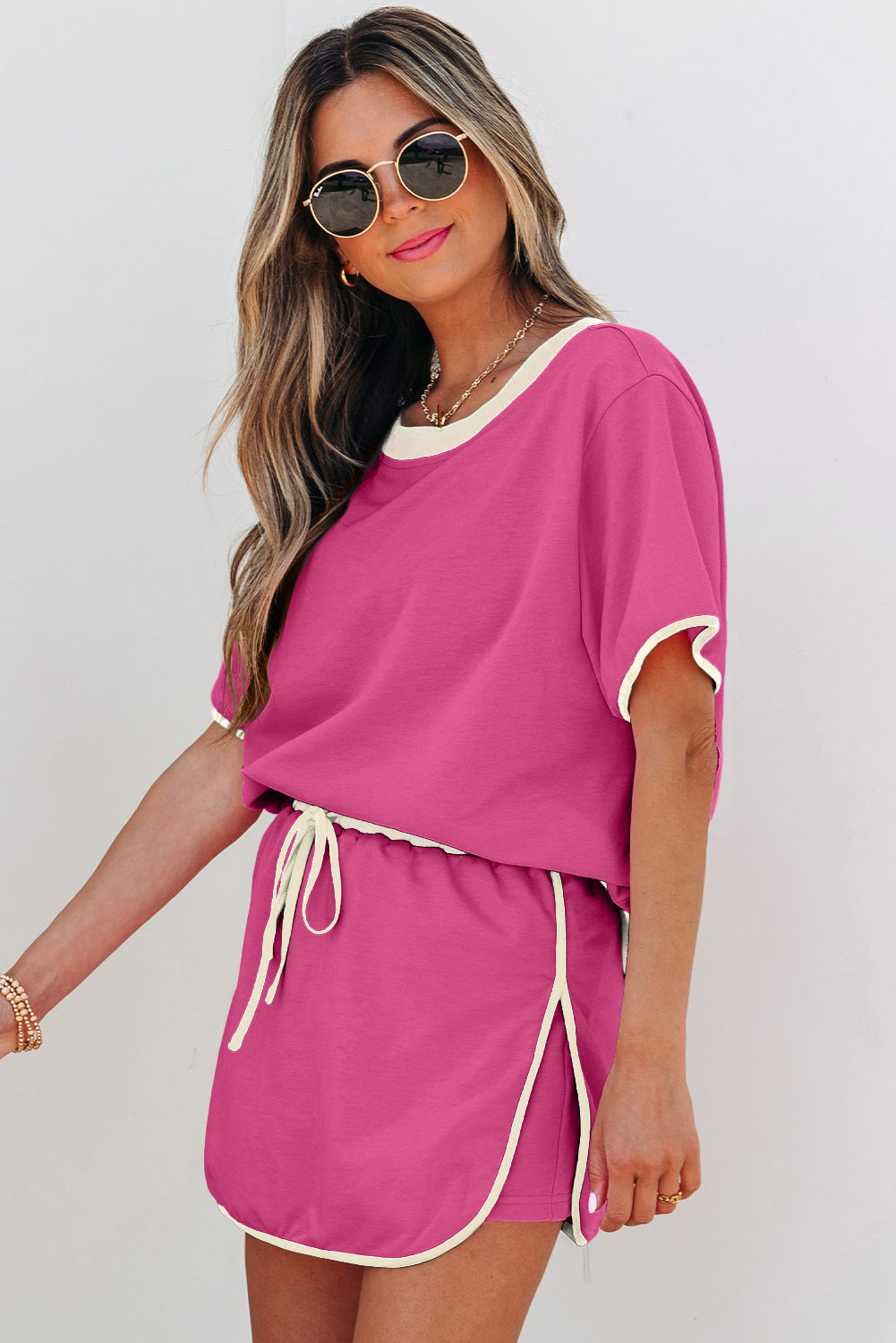Colorblock Short Sleeve T-Shirt and Skort Set