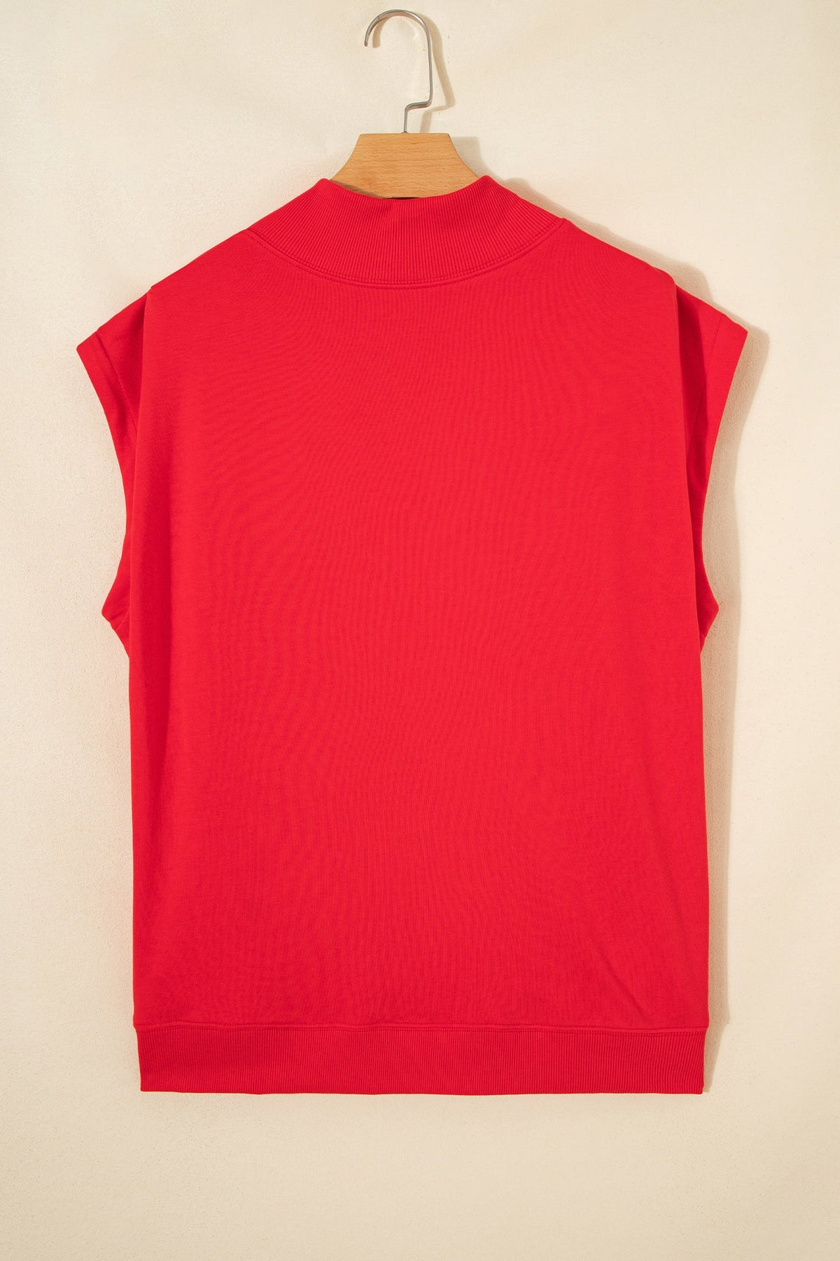 Solid Mock Neck Cap Sleeve Oversized Top