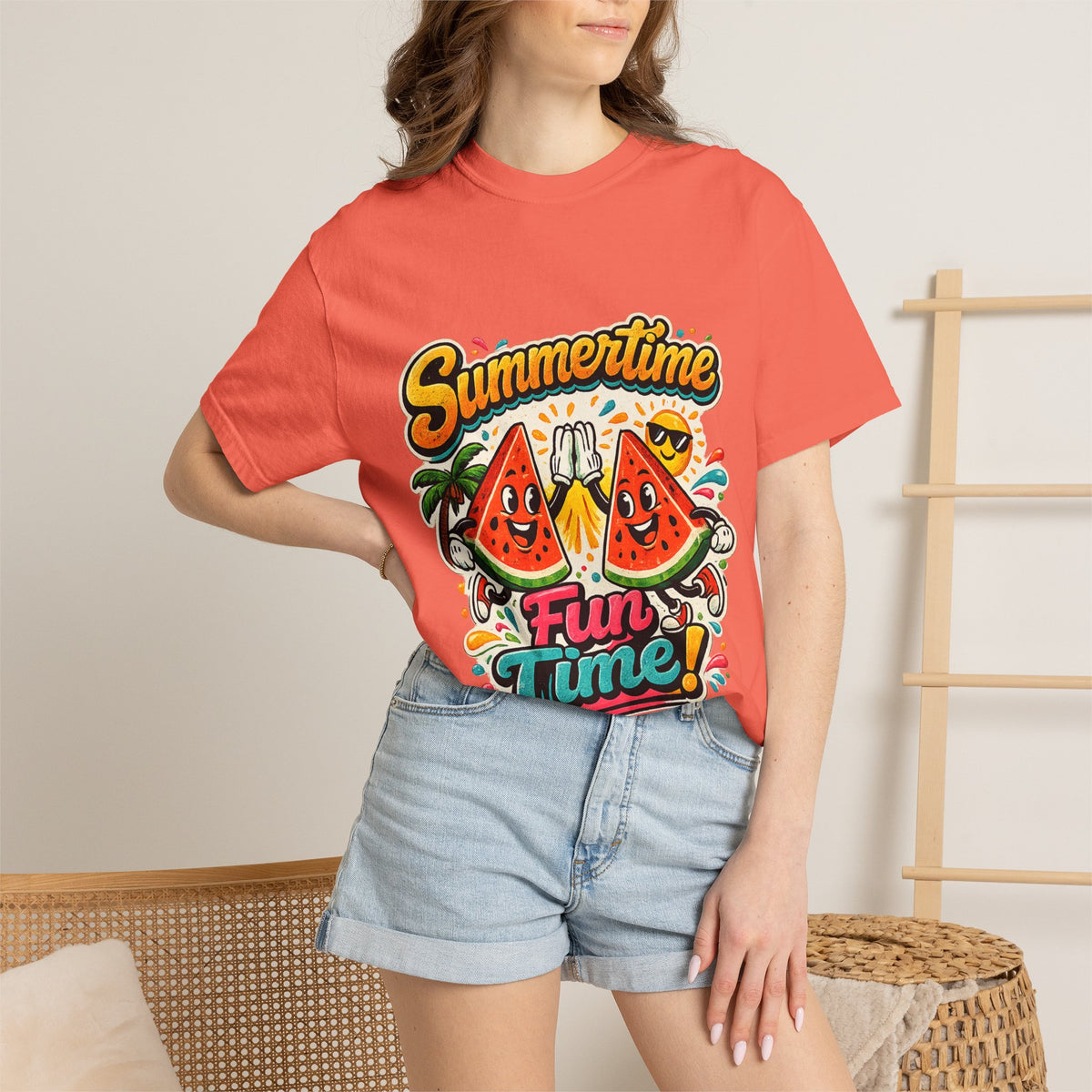 Summertime Fun Time Watermelon Graphic T-Shirt