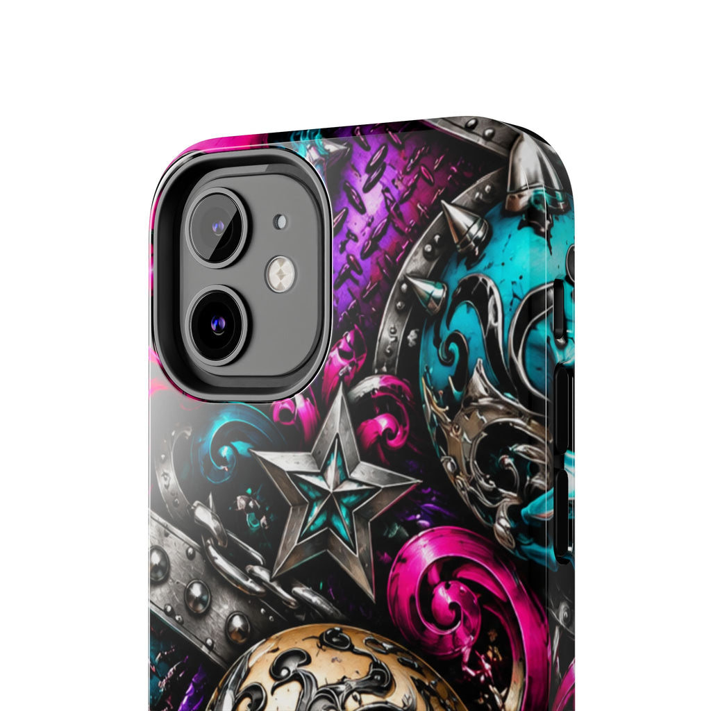 Skull & Stars Tough Phone Case | Colorful Gothic Skull Phone Case