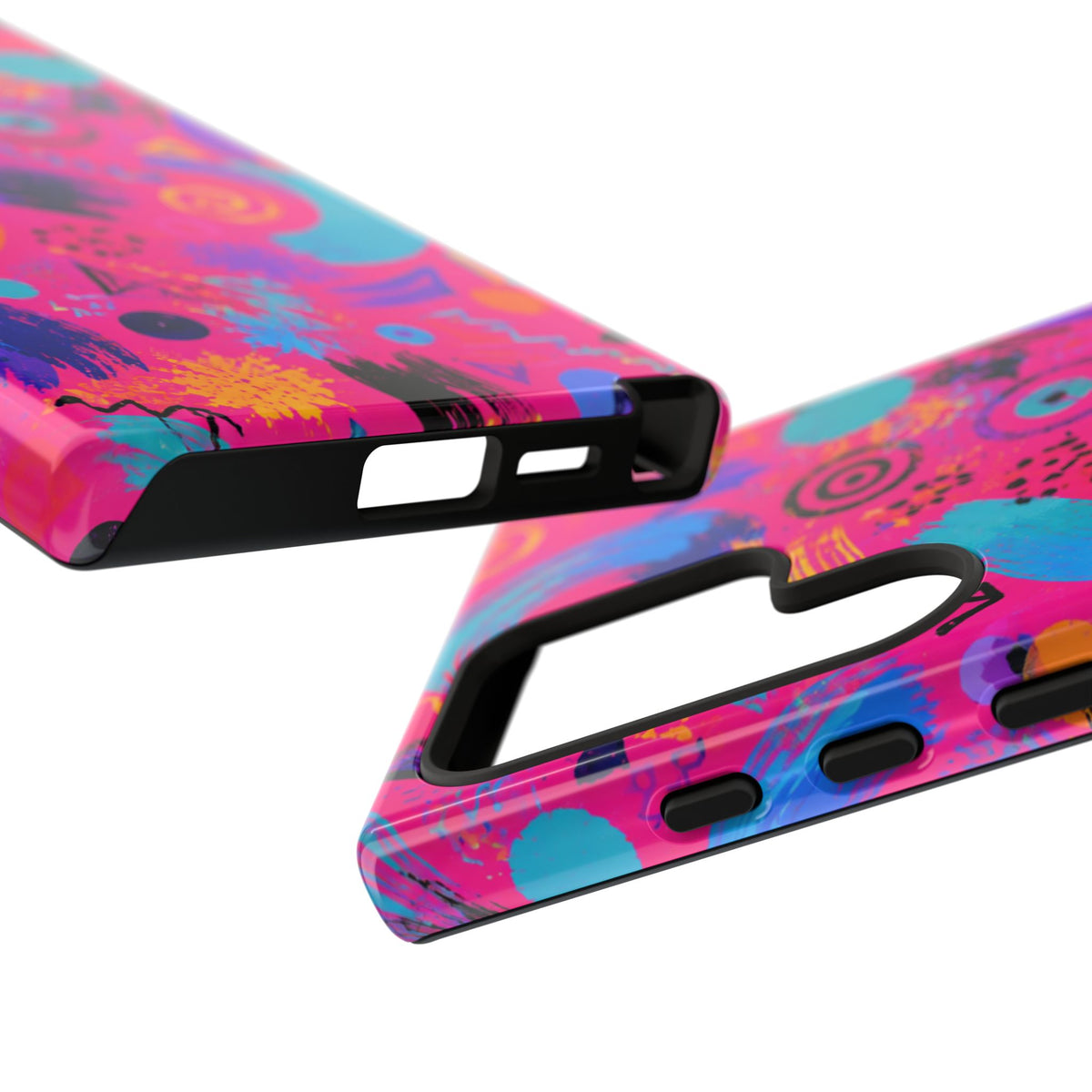 Neon Retro Abstract Tough Phone Case — 80s Brushstroke Pattern