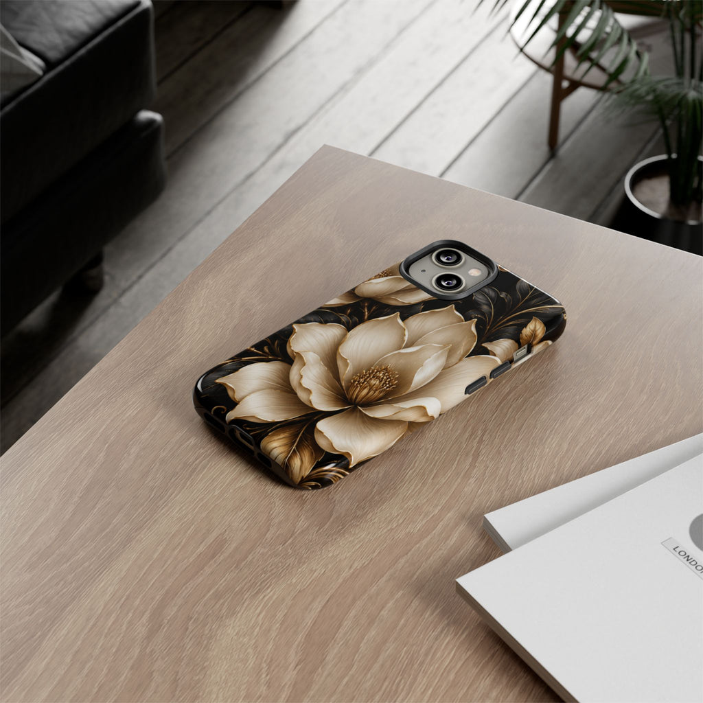 Floral Tough Case — Elegant Gold Magnolia Phone Case