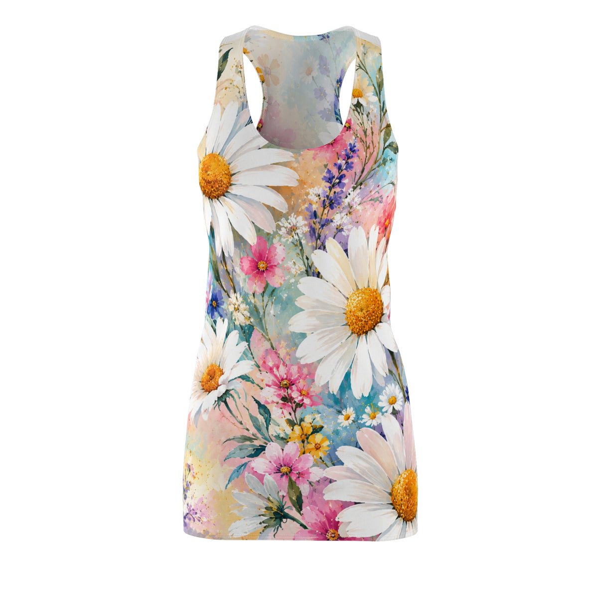 Daisy Watercolor Floral Racerback Dress | All Over Print
