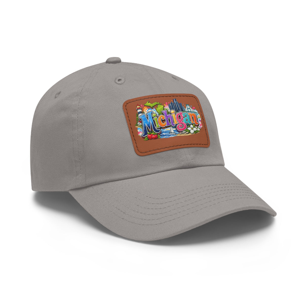 Michigan Patch Dad Hat | Leather Rectangle Patch