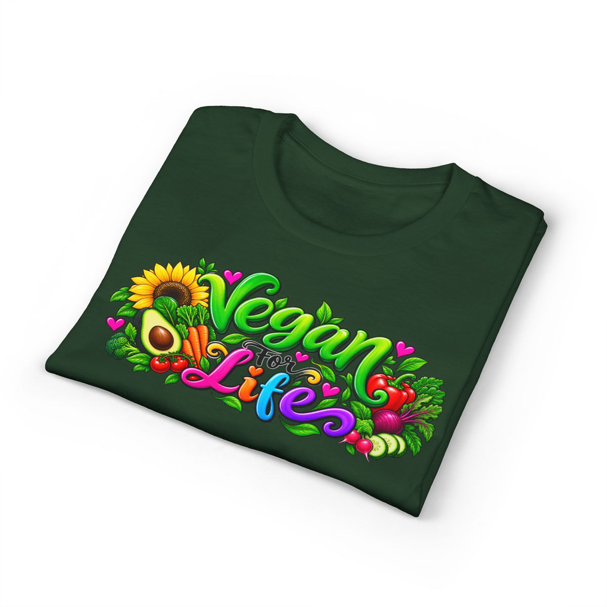 Vegan Life T‑Shirt — Colorful Sunflower & Avocado Plant-Based Pride Tee