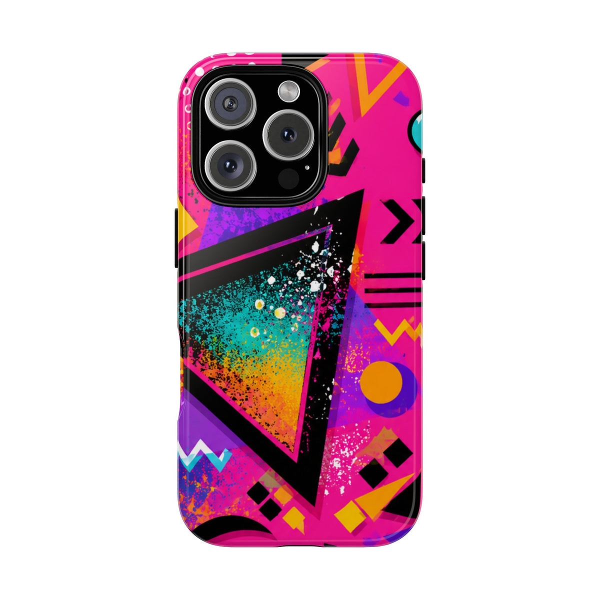 Retro 80s Geometric Phone Case — Neon Triangle Tough Case