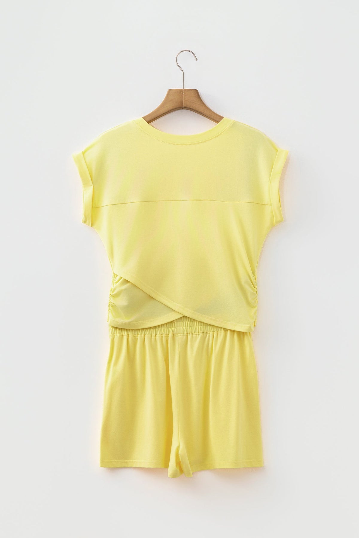 Solid Crop Top & Elastic Waist Short Set
