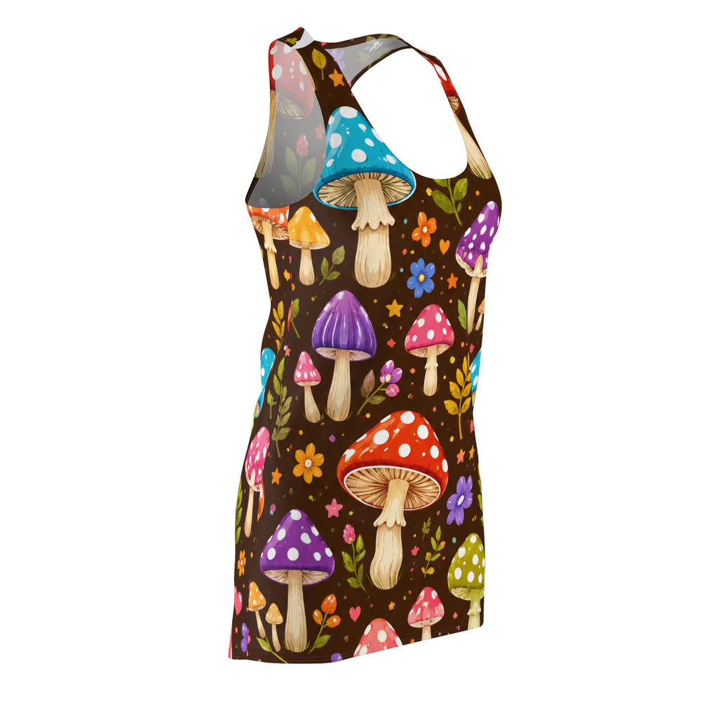 Mushroom Garden Racerback Dress – Colorful Toadstool Floral AOP