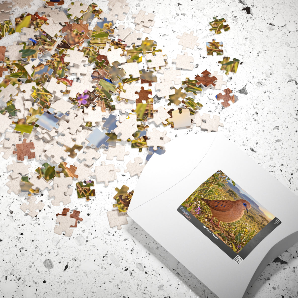 Blue Eyed Ground Dove Meadow Jigsaw Puzzle — Scenic Bird Illustration (110–1014 pcs)