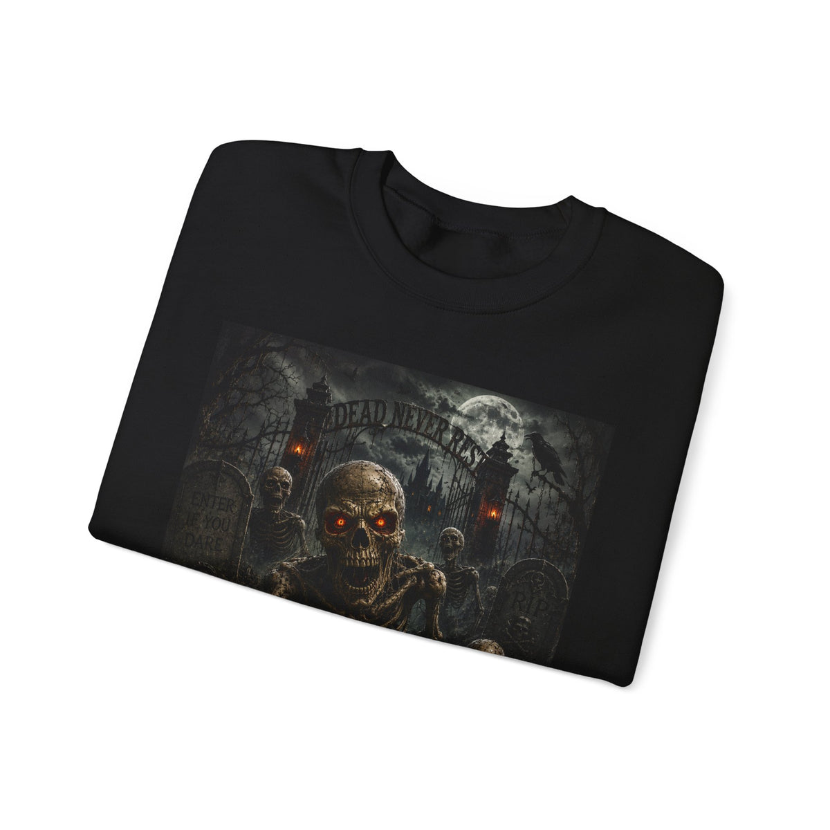 Zombie Graveyard Crewneck Sweatshirt – Horror Skeleton Graphic Pullover