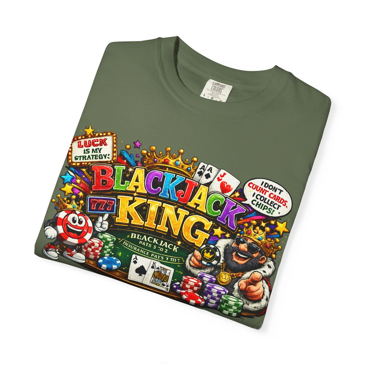 Blackjack King graphic T-shirt | Casino Playing Cards, Chips Design