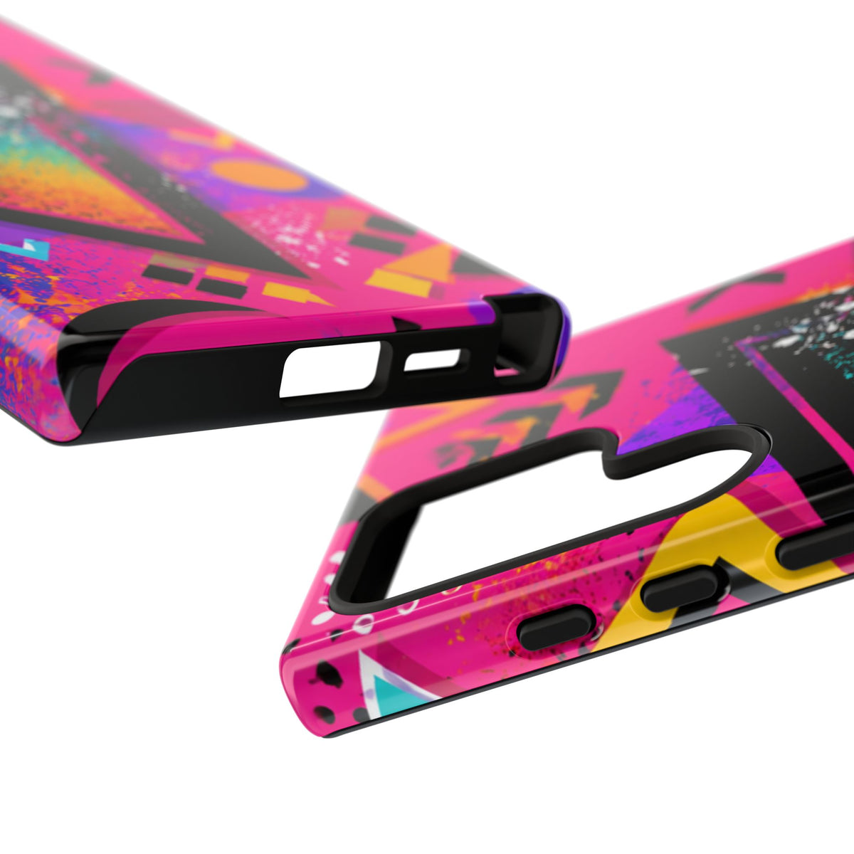 Retro 80s Geometric Phone Case — Neon Triangle Tough Case