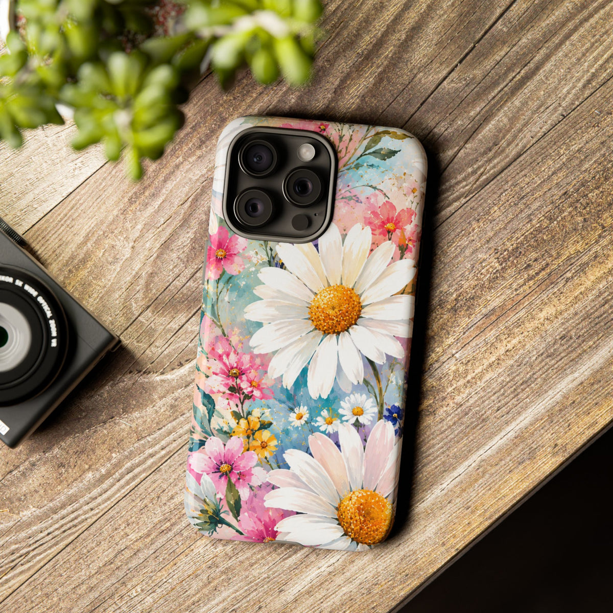 Floral Daisy Phone Case — Watercolor Daisies Protective Tough Case