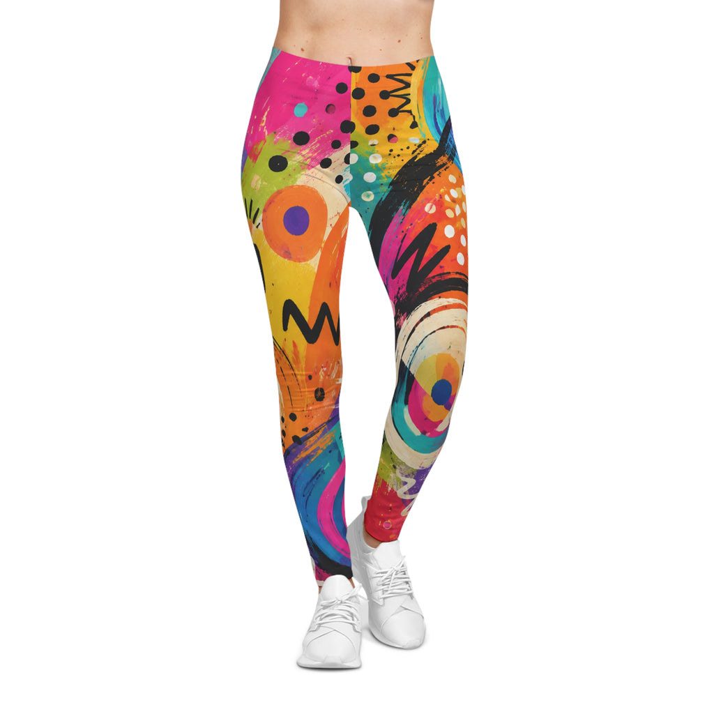 Abstract Color Burst Leggings — Vibrant All-Over-Print Women's Activewear