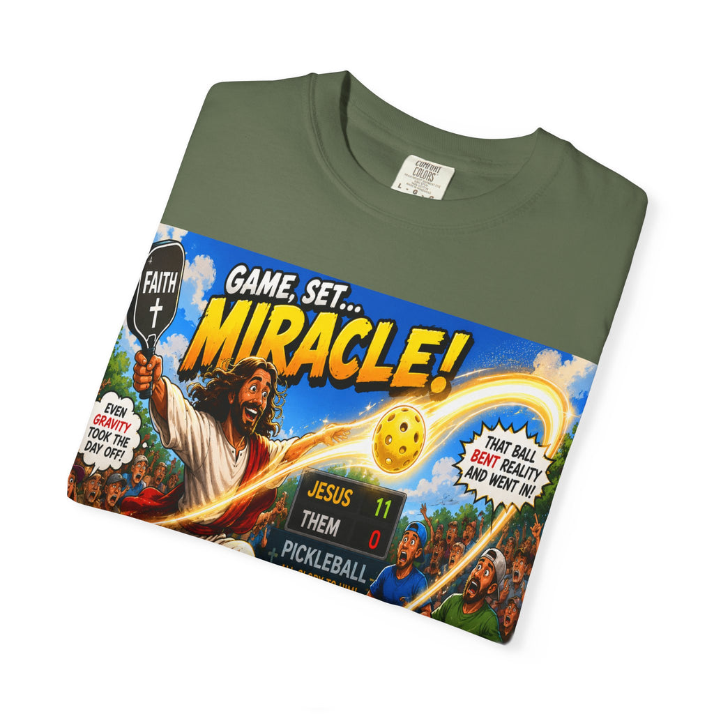 Game, Set, Miracle! Jesus Pickleball Graphic T-Shirt