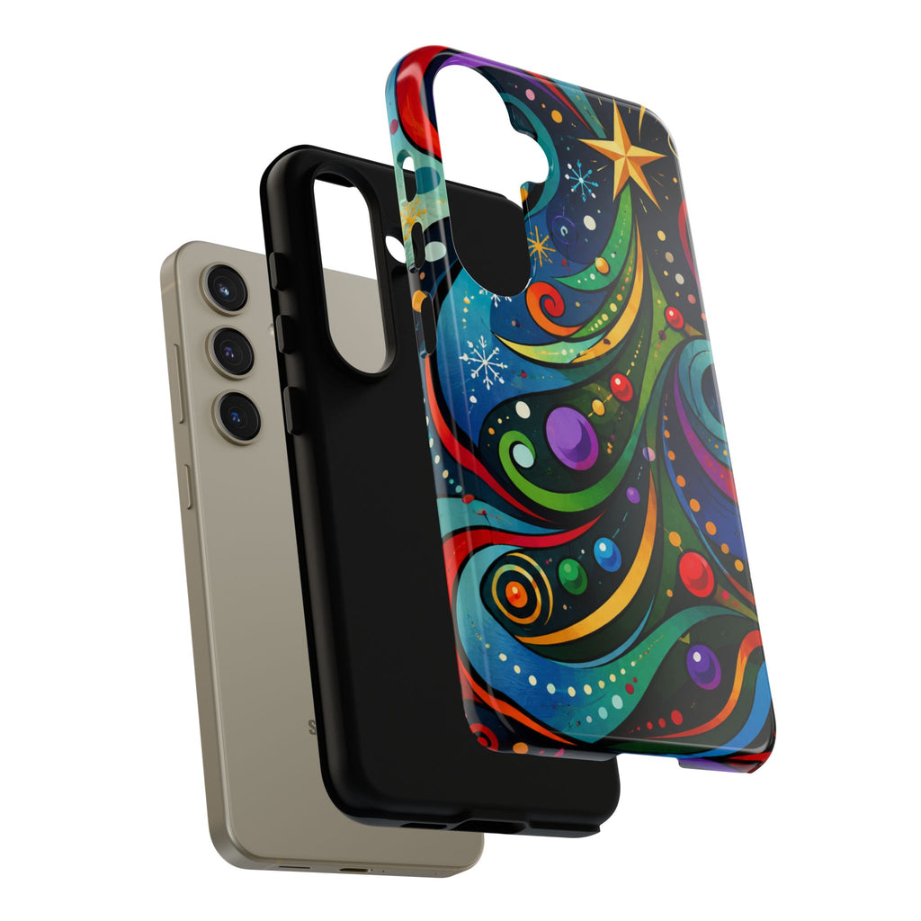 Colorful Swirl Christmas Tree Tough Phone Case