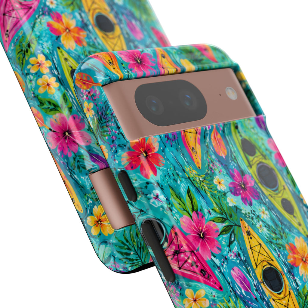 Tropical Kayak Phone Case – Colorful Floral Waterproof Pattern