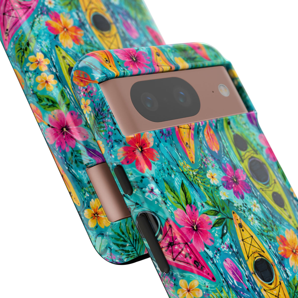 Tropical Kayak Phone Case – Colorful Floral Waterproof Pattern
