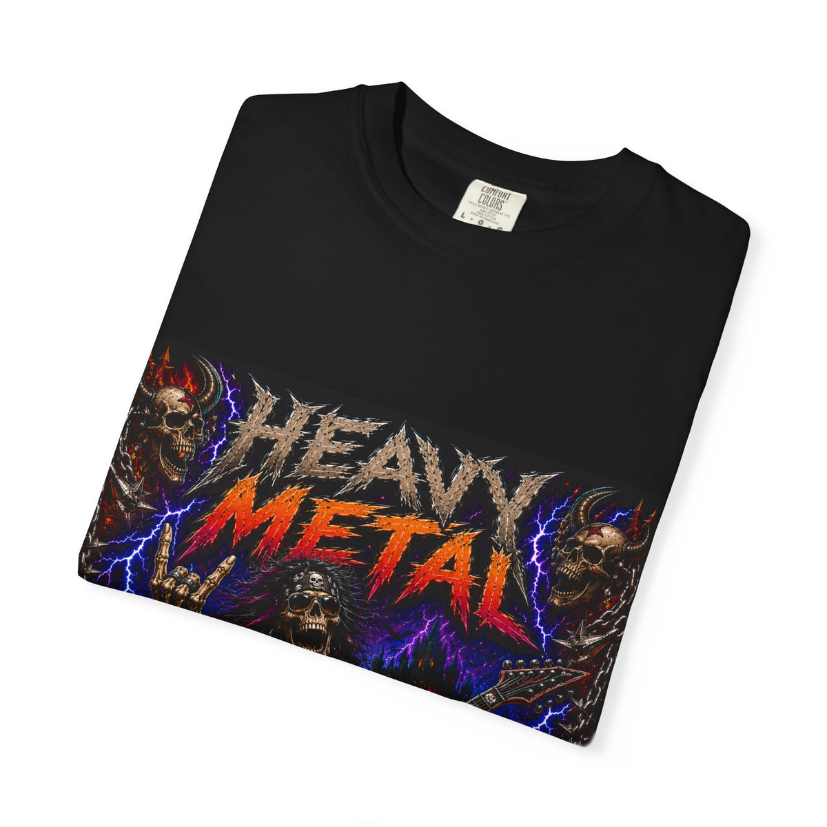 Heavy Metal Skeleton Guitarist T-shirt | Rock Skull Band Tee